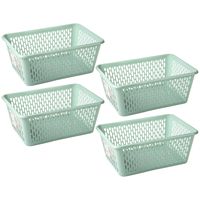 Opbergmand/kastmandje - 4x stuks - 6,5 liter - mintgroen - kunststof - 20 x 30 x 11 cm