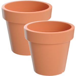 6x Kunststof bloempotten/plantenpotten 25 cm terracotta