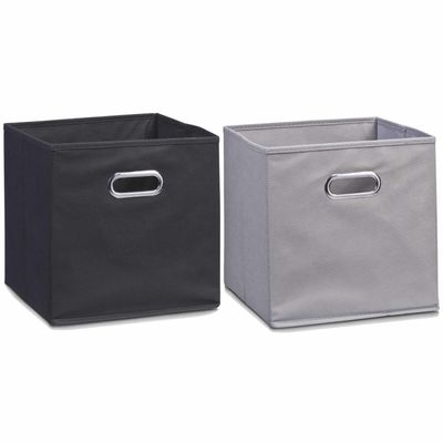 Set van 6x stuks opbergmanden/kastmanden 32 x 32 cm zwart en grijs