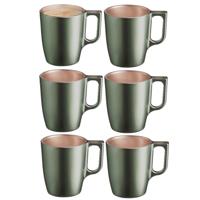 Koffiemokken Monaco - 6x stuks - Hard Glas - groen - 250 ml - 9 cm - Flashy metallic finish Koffiemokken Monaco - 6x stuks - Hard Glas - groen - 250 ml - 9 cm - Flashy metallic finish