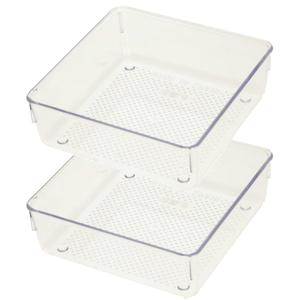 Lade organizer Skuff - 2x - transparant - kunststof - 15 x 15 x 5 cm - modulair - ladeverdeler