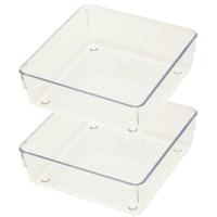 Lade organizer Skuff - 2x - transparant - kunststof - 15 x 15 x 5 cm - modulair - ladeverdeler