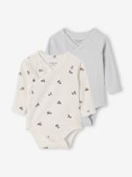 Set van 2 body's baby lange mouwen van biologisch katoen hemelsblauw