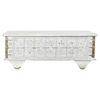 Bijzettafel DKD Home Decor MB-182010 Wit Gouden Metaal Mangohout 115 x 60 x 45 cm