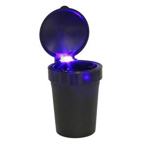 Auto asbak met LED lamp verlichting en klepje - zwart - 11 x 8 cm