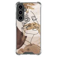 Samsung Galaxy S24 FE shockproof hoesje - Abstract gezicht bruin Samsung Galaxy S24 FE shockproof hoesje - Abstract gezicht bruin