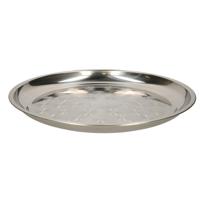 B-Home serveerschaal/dienblad - plat - rond - zilver - rvs - dia 30 cm - voedsel serveren