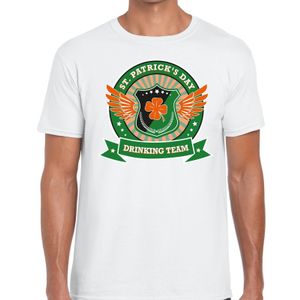 Wit St. Patricks day drinking team t-shirt heren