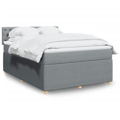 Boxspring met matras stof lichtgrijs 140x190 cm