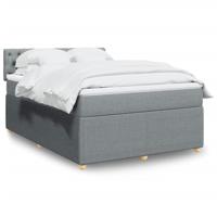 Boxspring met matras stof lichtgrijs 140x190 cm