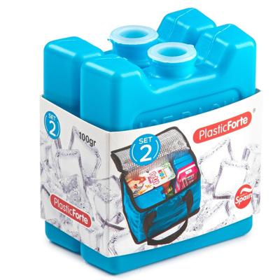 Plasticforte kleine koelelementen - 2x stuks - 100 grams - 7 x 8 cm - blauw - plastic