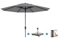 Madison Paros 2 Luxe stokparasol 3 m. rond - Light grey met Granada voet en hoes