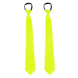 Carnaval verkleed stropdas - 2x - neon geel - volwassene - verkleedthema