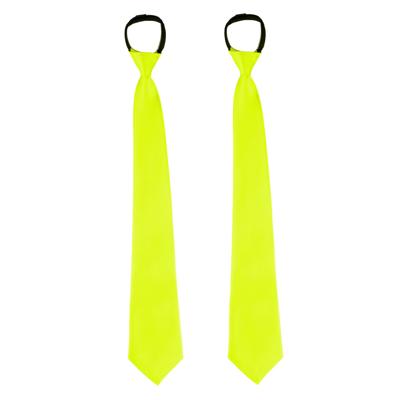 Carnaval verkleed stropdas - 2x - neon geel - volwassene - verkleedthema
