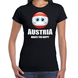 Austria makes you happy landen t-shirt Oostenrijk zwart voor dames met emoticon