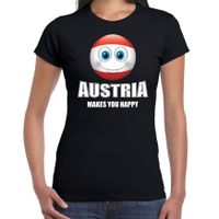 Austria makes you happy landen t-shirt Oostenrijk zwart voor dames met emoticon