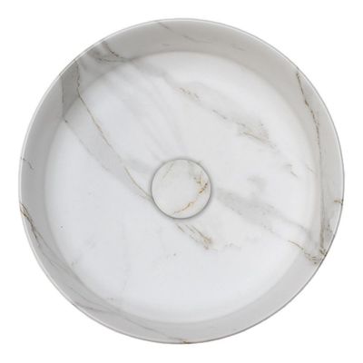 Waskom Riho Marmic Rond 34,6x34,6x11,4 cm Mat Wit Marmer Keramiek