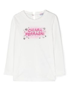 Chiara Ferragni Kids sweat en coton à logo imprimé - Blanc