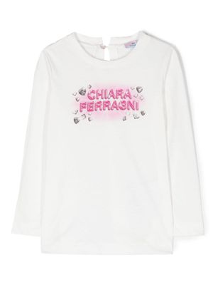 Chiara Ferragni Kids sweat en coton à logo imprimé - Blanc