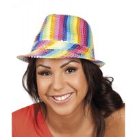 Trilby hoed met pailletten - regenboog - glitter   - - thumbnail
