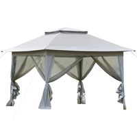partytent opvouwbare tent pop-up tent incl. tas op wielen staal + oxford + mesh grijs