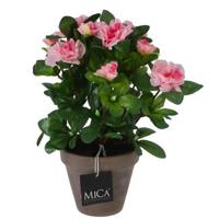 Kunstplant azalea roze in pot
