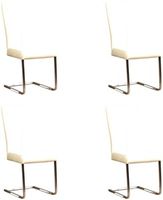 Set van 4 Gebroken witte leren industriële eetkamerstoelen Dare - poot vierkant rvs - Hermes Leer Bianco (gebroken wit leer)