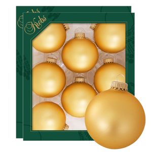 Kerstballen - 16x stuks - honing goud - glas - 7 cm - mat