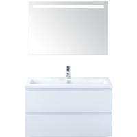 Vogue Badmeubelset 100 cm - Greeplijst in Kleur - Wit Hoogglans - Keramische Wastafel Wit 1 Kraangat met Sence Spiegel