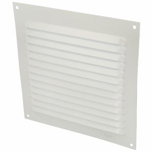 AMIG Ventilatierooster/muurrooster - 150 x 150mm - aluminium - wit - schoepenrooster