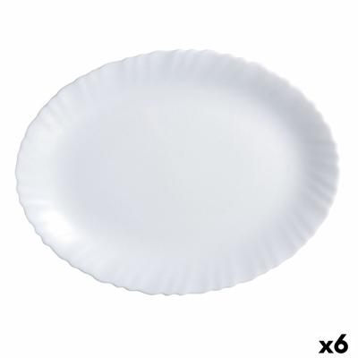 Serveerschaal Luminarc Feston Ovalen Wit Glas (Ø 33 cm) (6 Stuks)