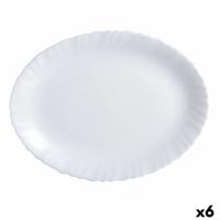 Serveerschaal Luminarc Feston Ovalen Wit Glas (Ø 33 cm) (6 Stuks)