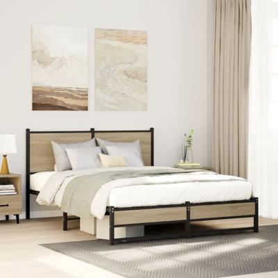 Bedframe zonder matras metaal sonoma eikenkleurig 137x190 cm