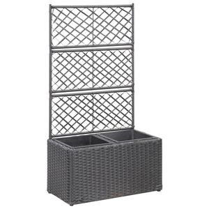 VidaXL Latwerkplantenbak verhoogd met potten 58x30x107 cm rattan zwart