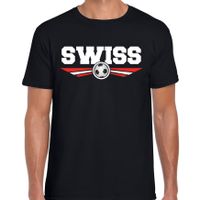 Zwitserland / Switzerland landen / voetbal t-shirt zwart heren - thumbnail