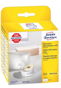 Avery-Zweckform Rol met etiketten Compatibel vervangt DYMO 11352, S0722520 54 x 25 mm Papier Wit 500 stuk(s) Permanent hechtend Adresetiketten AS0722520