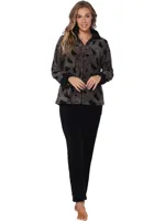 Pastunette Huispak Dames Fleece - zwart pyjama pak met rits - Warm