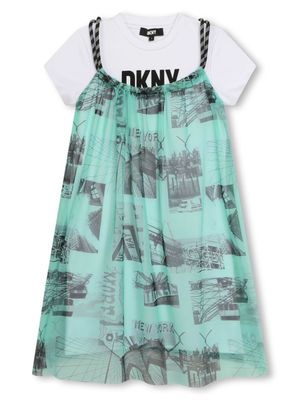 Dkny Kids robe évasée à imprimé graphique - Vert