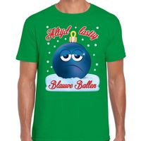 Fout kerstborrel t-shirt / kerstshirt Blauwe ballen groen voor heren 2XL (56)  -
