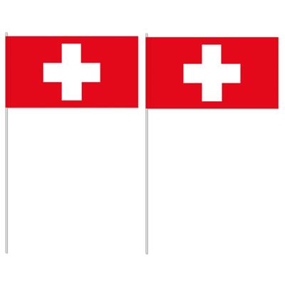 Zwitserland zwaaivlaggetjes - 10x - 12 x 24 cm - papieren vlag - met stokje 40 cm