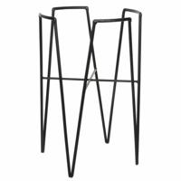 Mica Decorations - bloempot plantenpot standaard verhoger - zwart - D25 x H38 cm - metaal