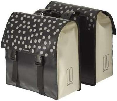 Dubbele fietstas Basil Urban Load 48-53 liter 41 x 18 x 46 cm - zwart met reflecterende stippen