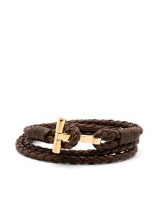 TOM FORD bracelet en cuir à design tressé - Marron