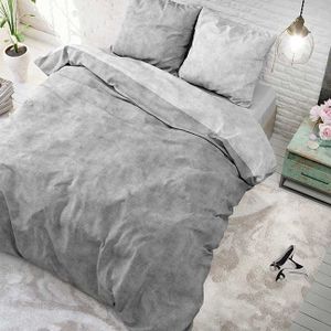 Sleeptime Flanel Twin Washed Cotton Dekbedovertrek Grey-140x200/220