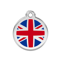 UK Flag Navy roestvrijstalen hondenpenning medium/gemiddeld dia. 3 cm - Reddingo