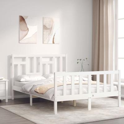 Bedframe zonder matras massief grenenhout wit 140x200 cm