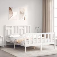 Bedframe zonder matras massief grenenhout wit 140x200 cm
