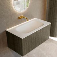 Badmeubel Mondiaz Kurve | 90 cm cm | Meubelkleur Shadow | Wastafelkleur Talc | Solid surface | Wasbak midden spoelbak | Zonder kraangat(en)