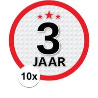 10x 3 Jaar leeftijd stickers rond verjaardag versiering   - - thumbnail