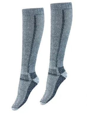 Kniekous thermo wol heren - grijs - Hoge warm winter sokken